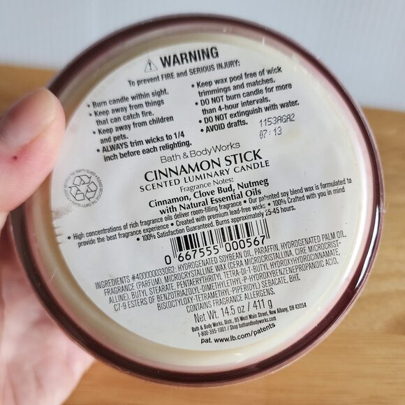 Bath & Body Works Cinnamon Stick Candle - Red with Gold Lid - Picture 3 of 4